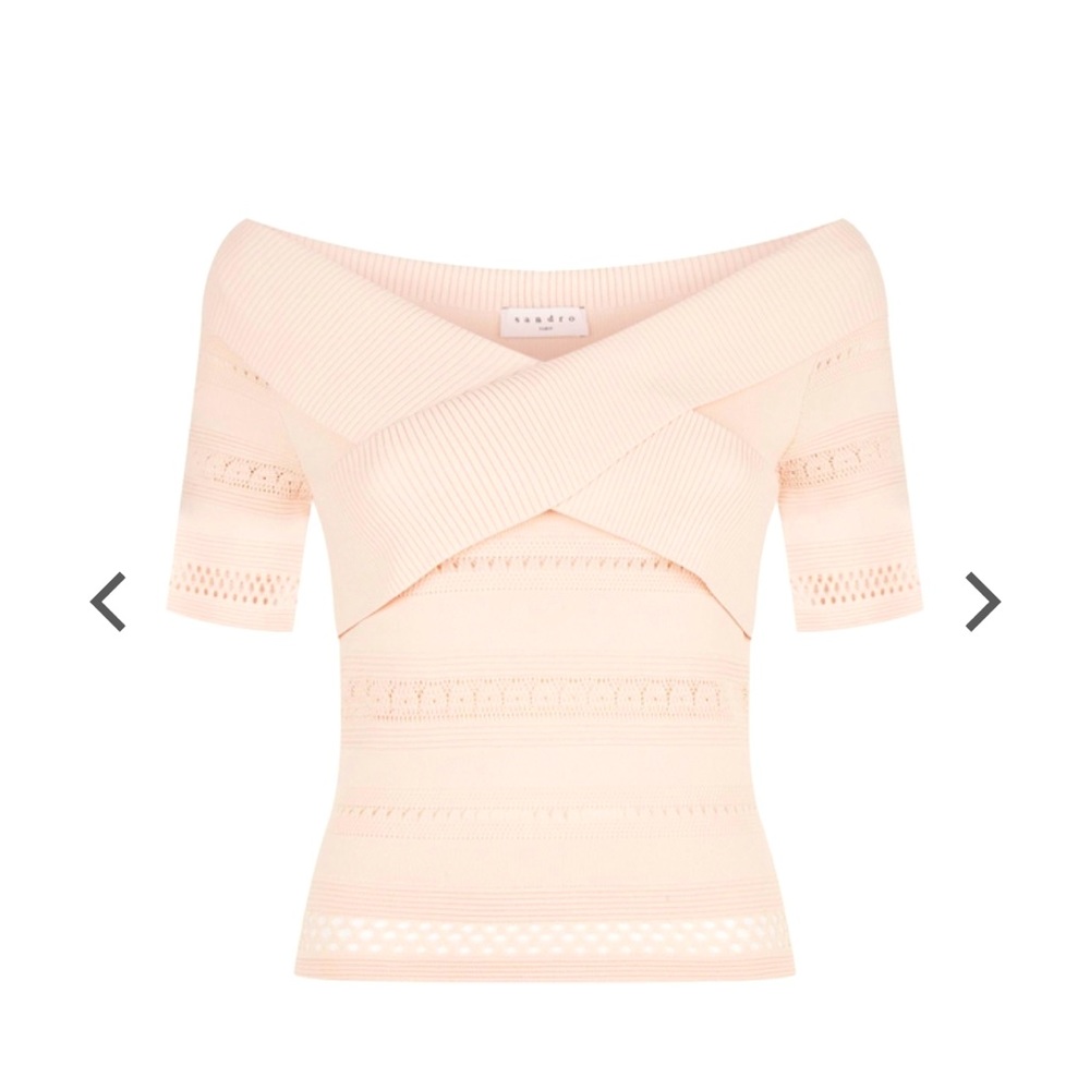 Sandro Ophelia Crisscross-Band Eyelet Top NWOT